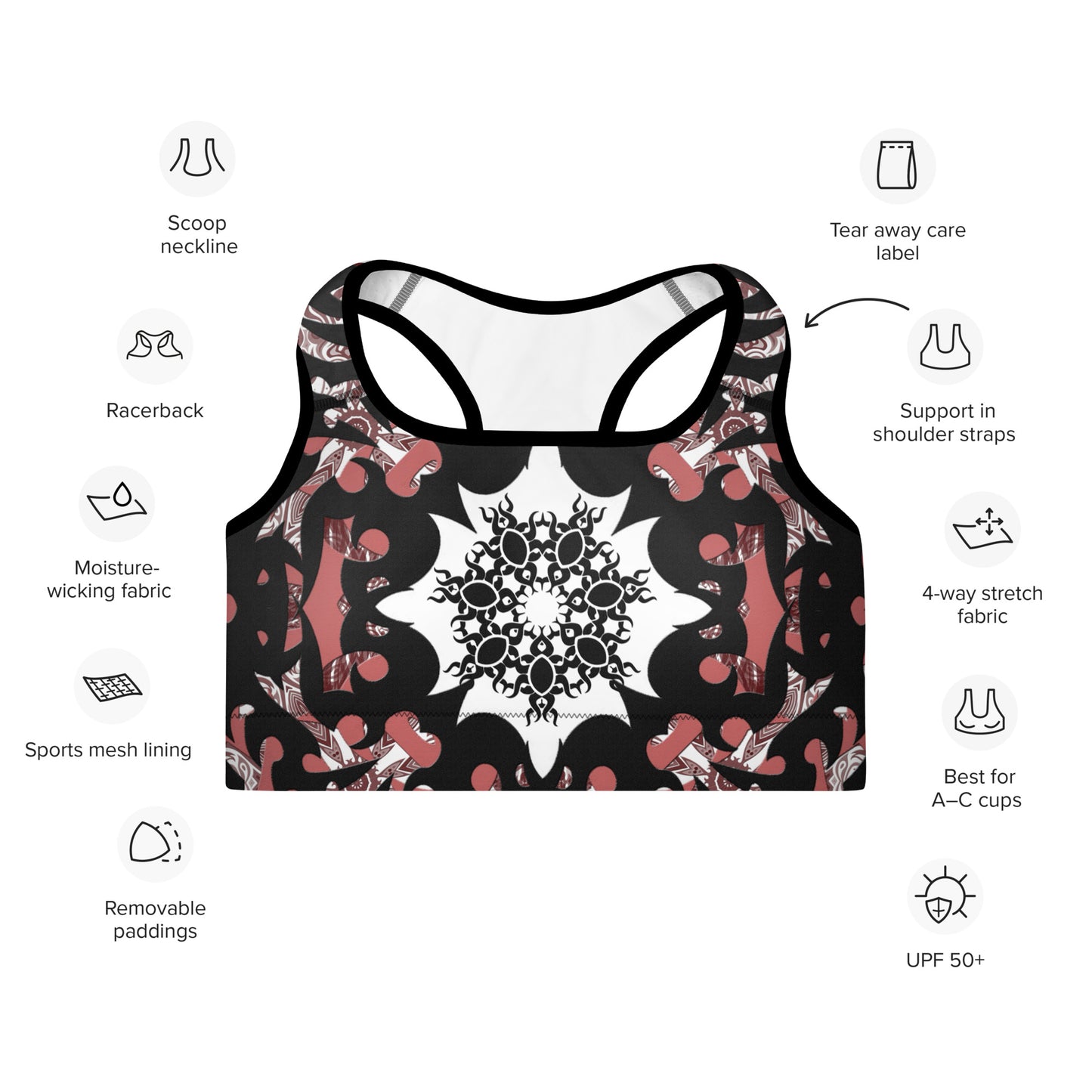 Pink Lotus Padded Sports Bra